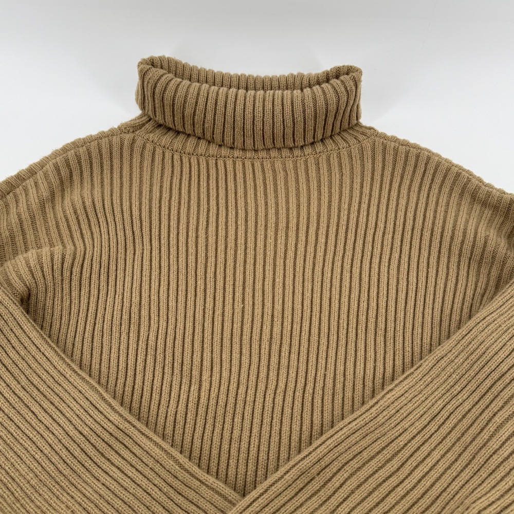 Womens Dark Academia Cropped Knit Cottage Core Ribbed Turtleneck Sweater Camel - Picture 7 of 7